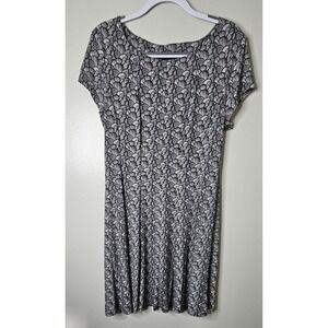 Connected Apparel Size 14 A-line Paneled Dress Short Sleeve Navy with White/Gray